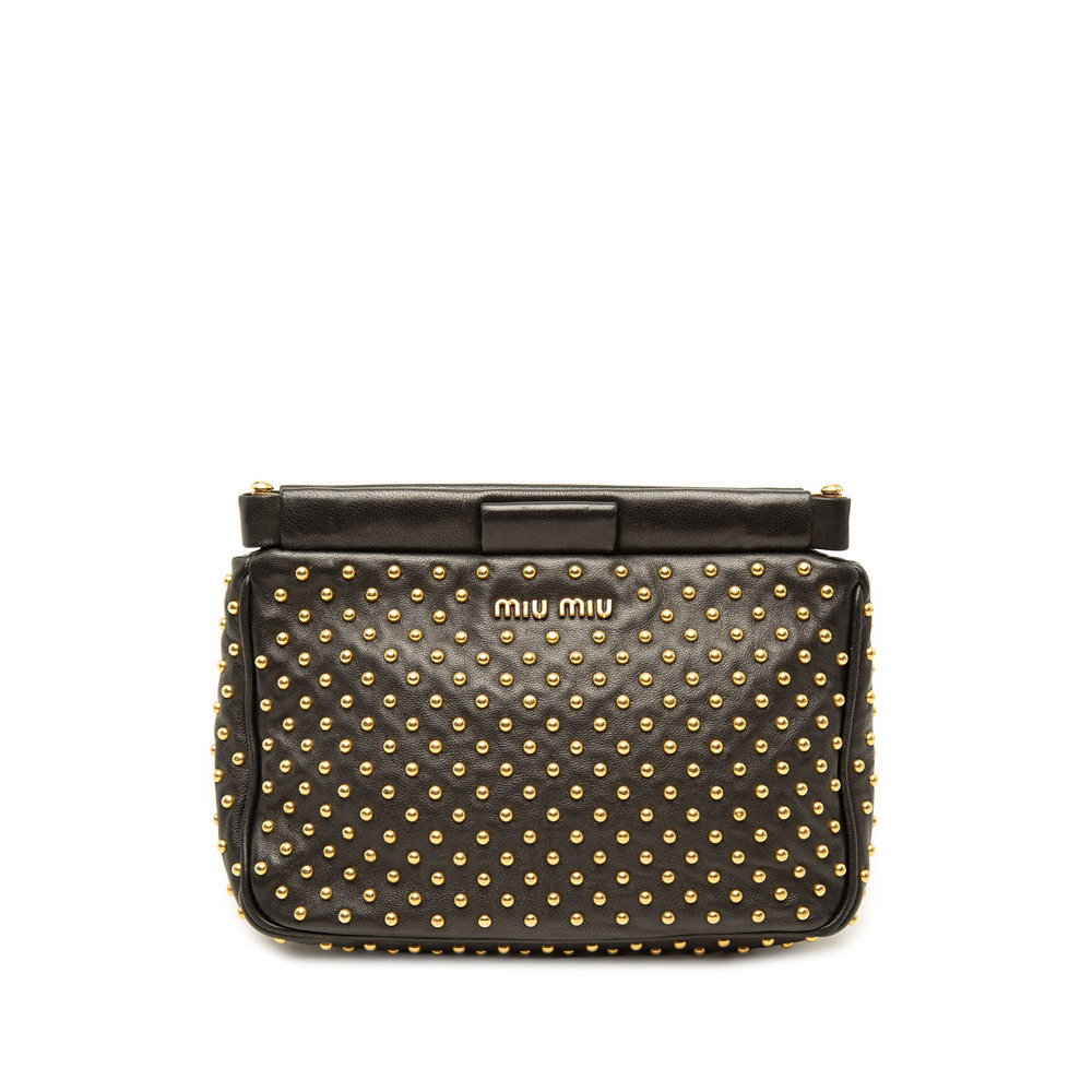 Pre-Loved Miu Miu Studded Leather Frame Clutch